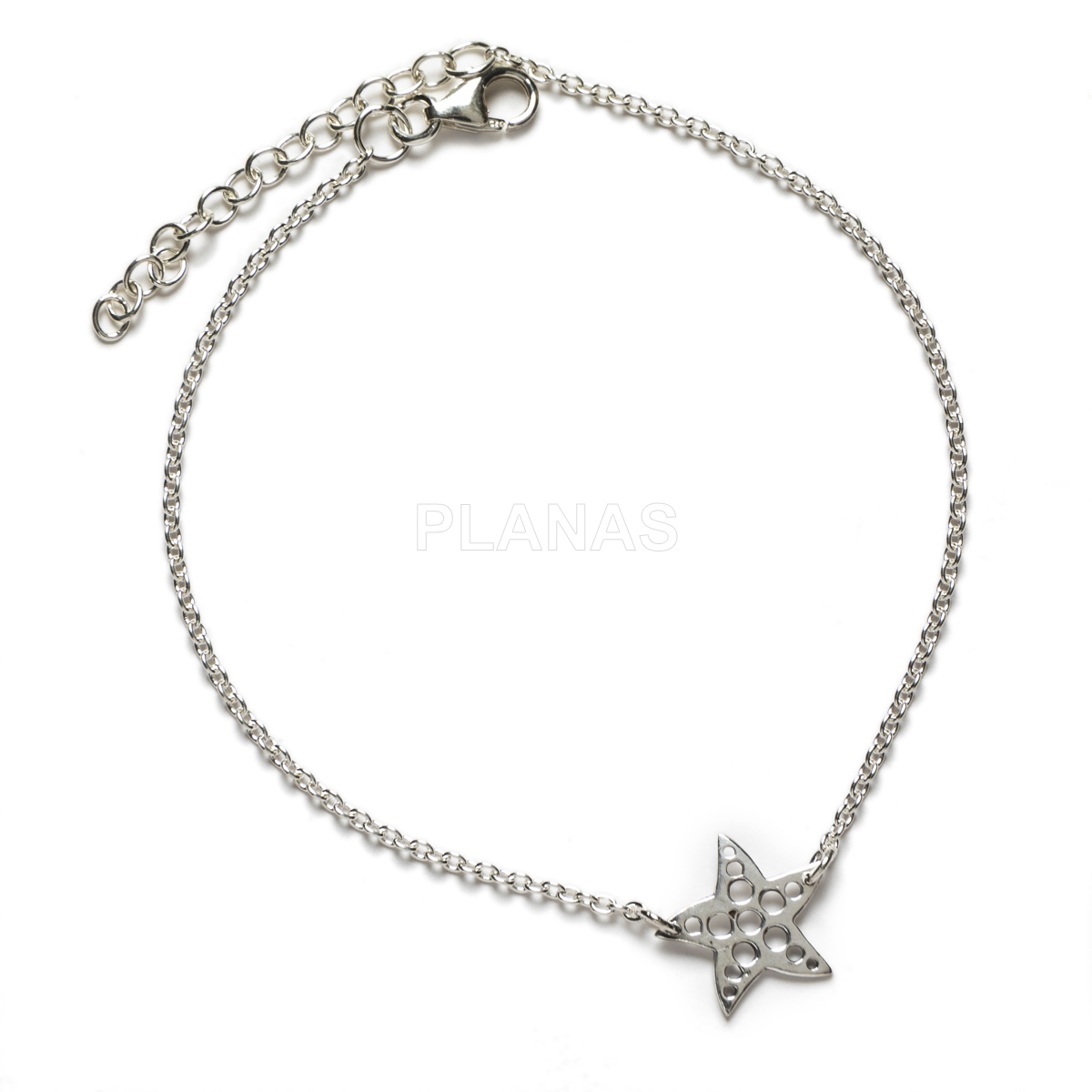 Pulseira de prata esterlina. estrela-do-mar.