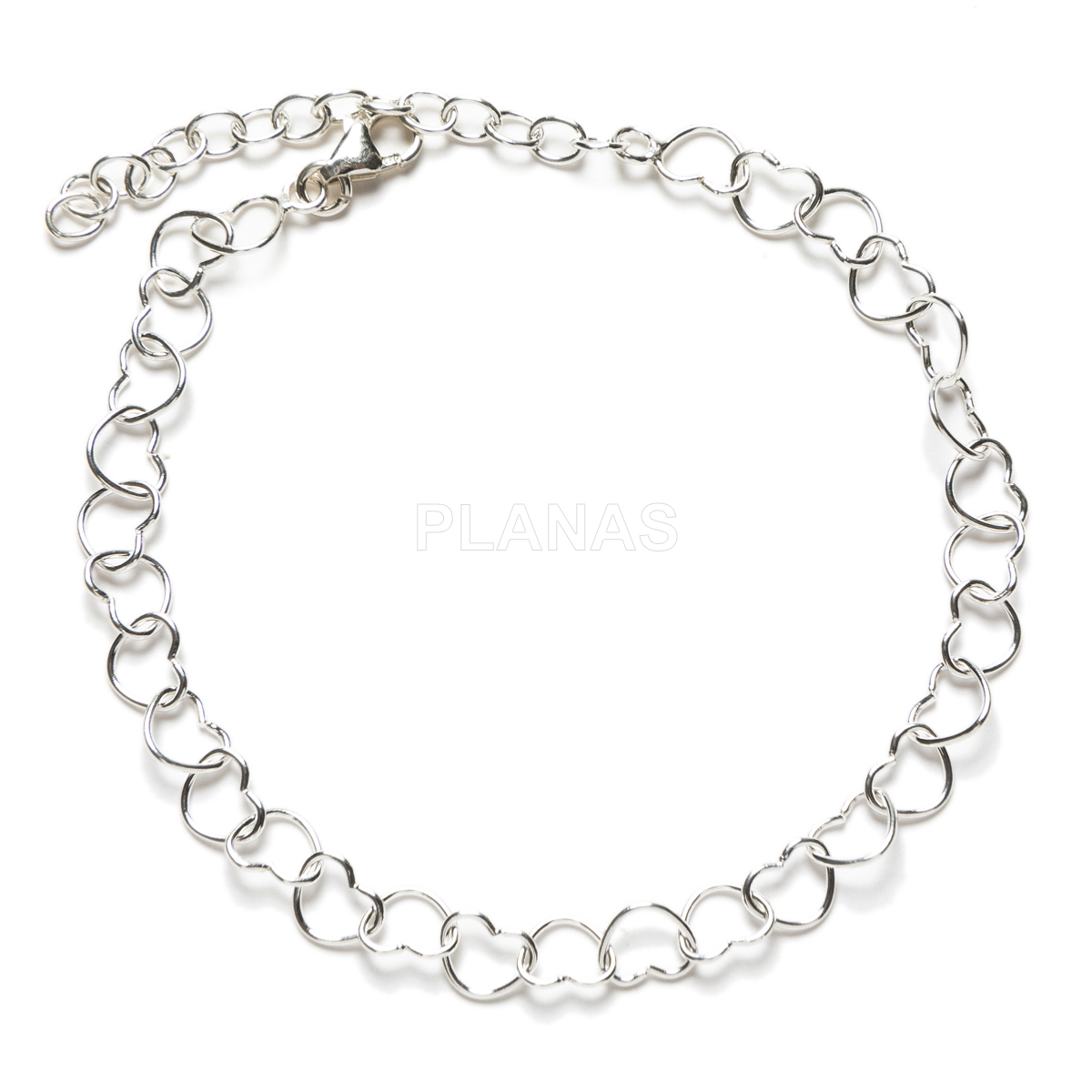 Sterling silver bracelet. hearts.
