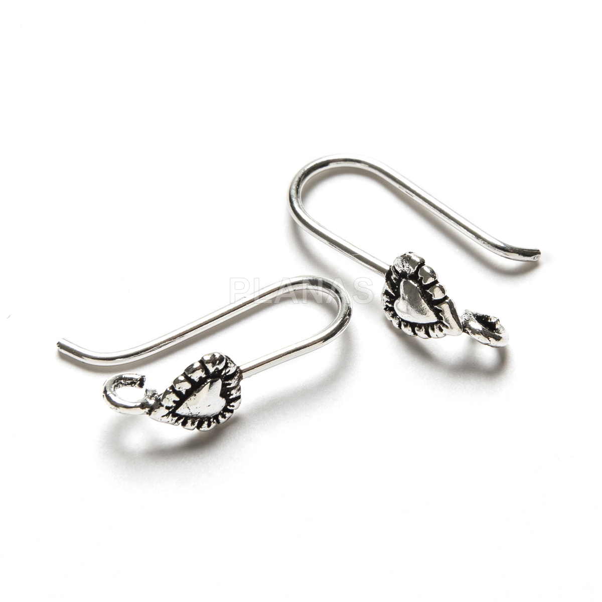 Sterling silver earring bases. heart.