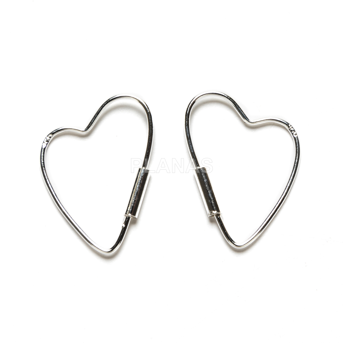Aros en Plata de ley. CORAZÓN. 