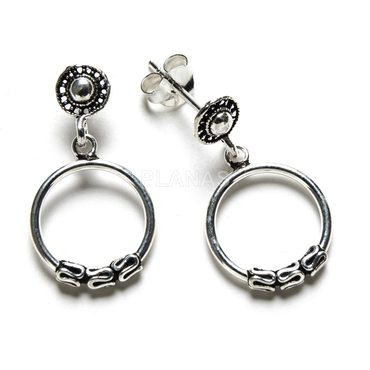 Brincos bali hoops em prata de lei. 
