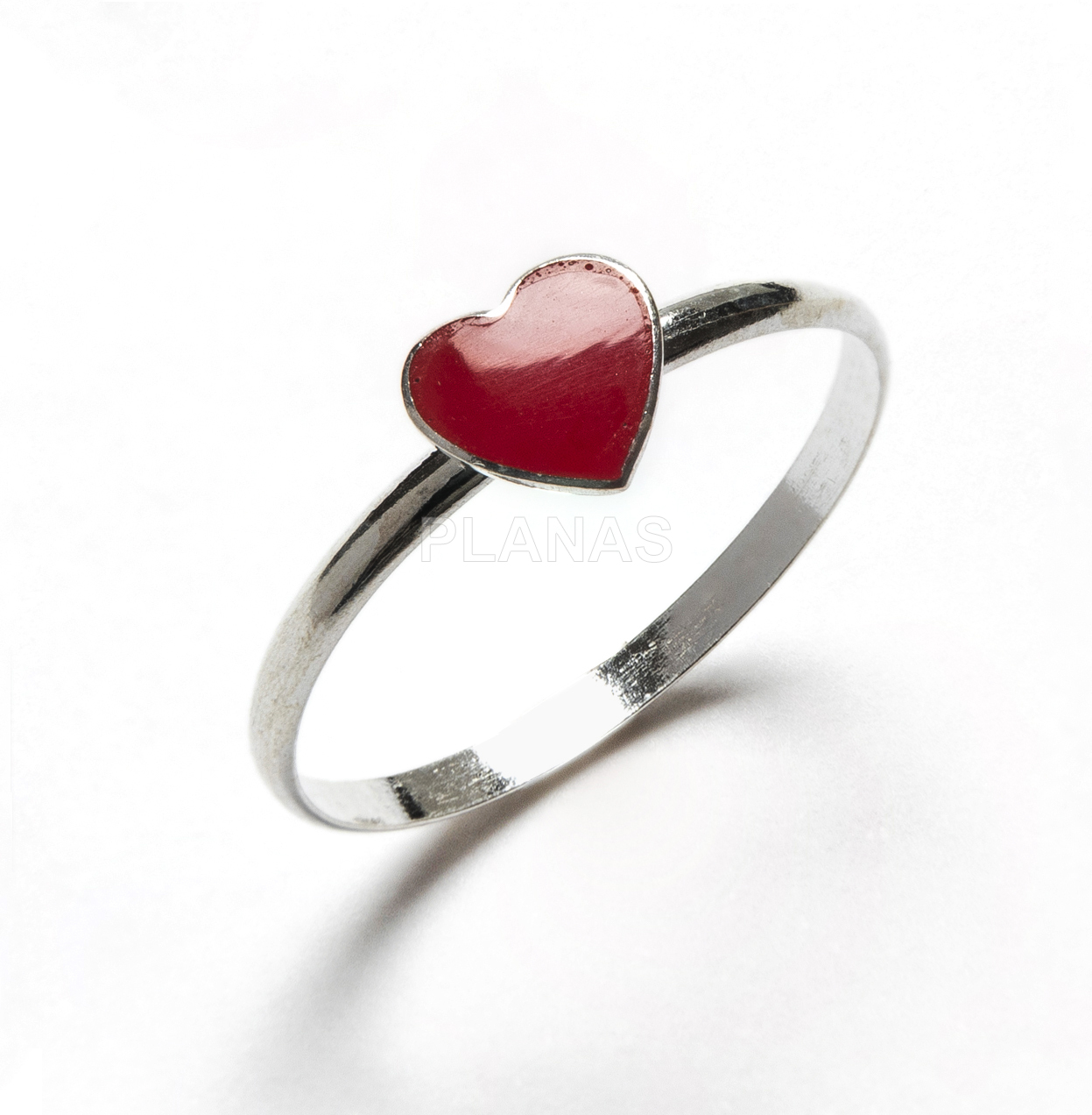  Anillo en plata de ley y esmalte rojo. CORAZÓN.