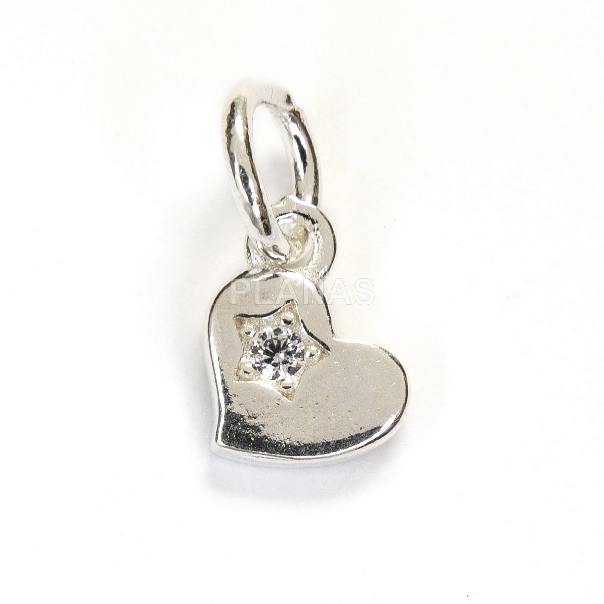 Mini colgantes en Plata de ley y Circonitas blancas. CORAZÓN.  