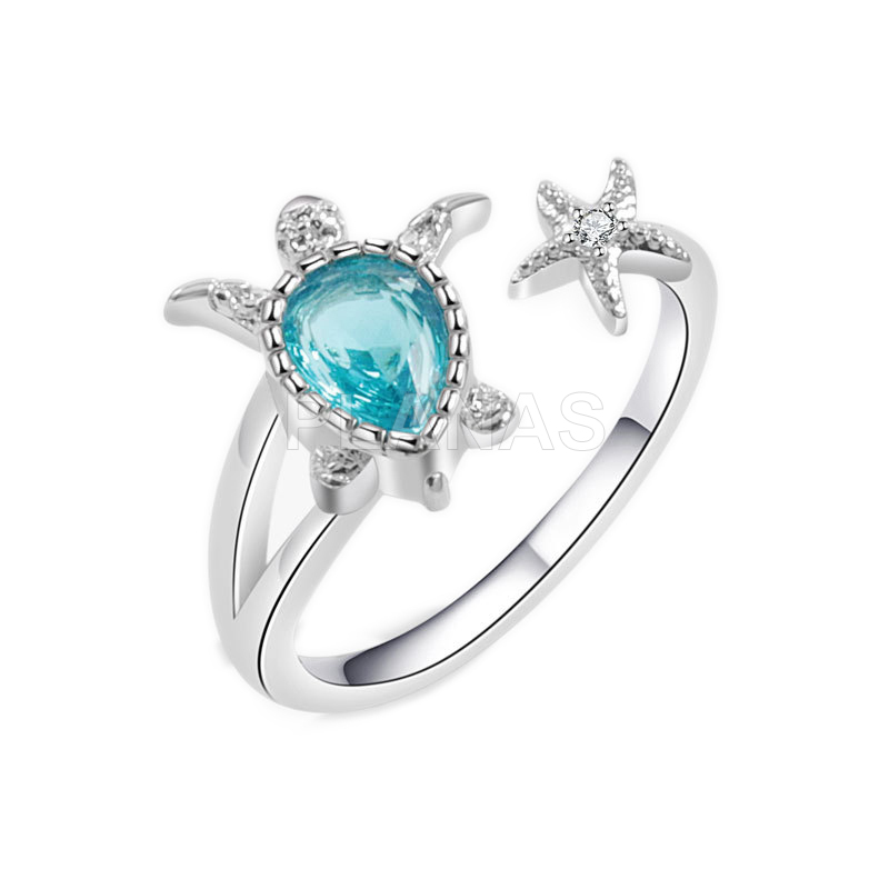 Anillo en Latón  con Circonitas. TORTUGA 