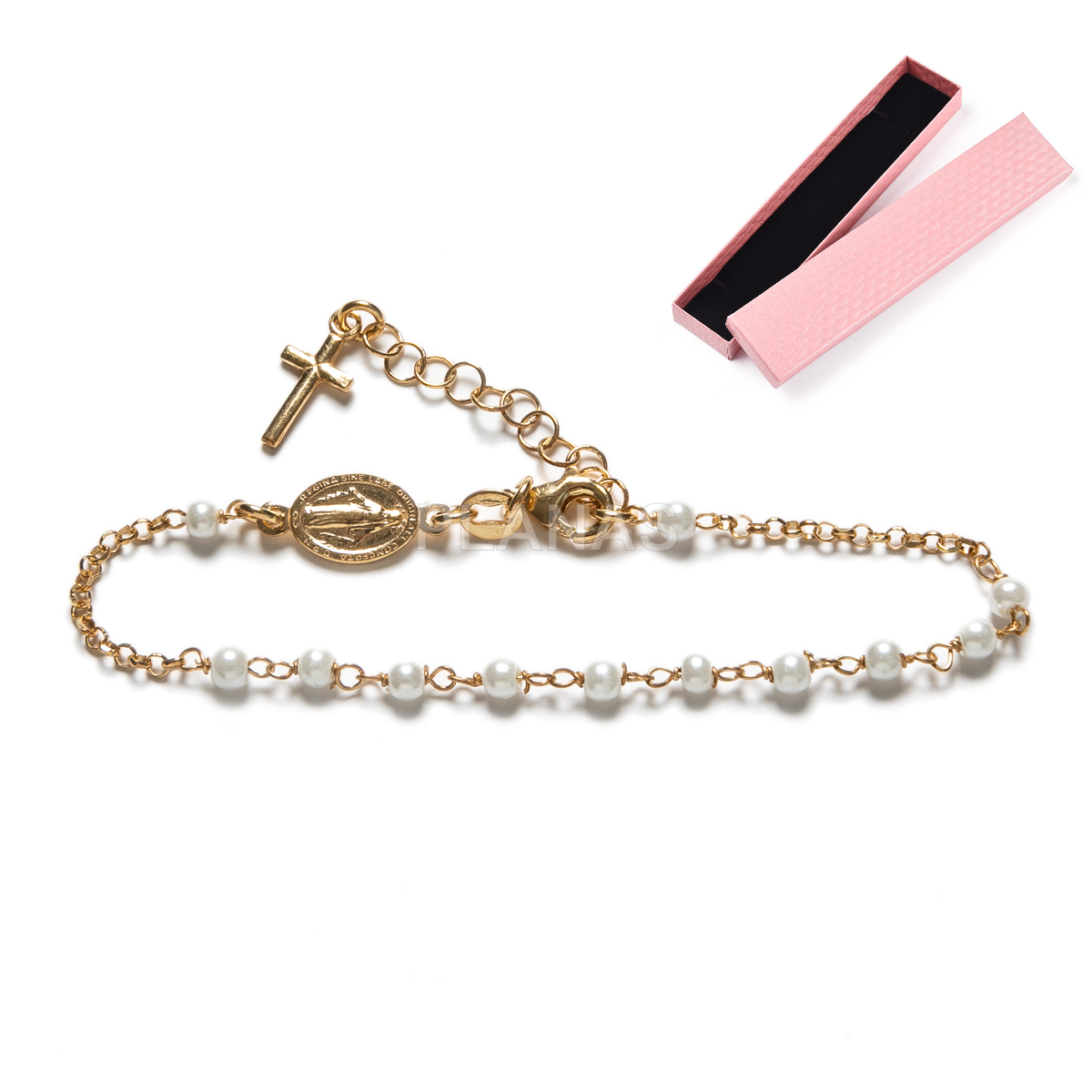 Pulseira em prata de lei e pérolas de 4mm.
