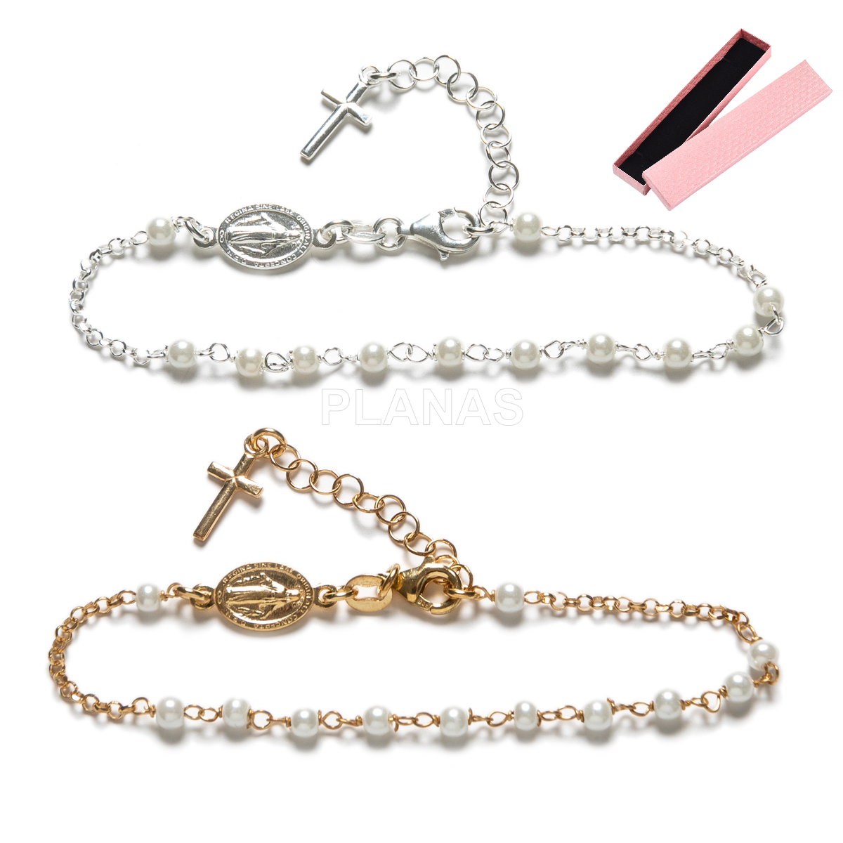 Pulseira em prata de lei e pérolas de 4mm.