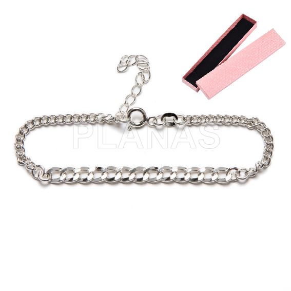 Pulseira de elos em prata esterlina. 