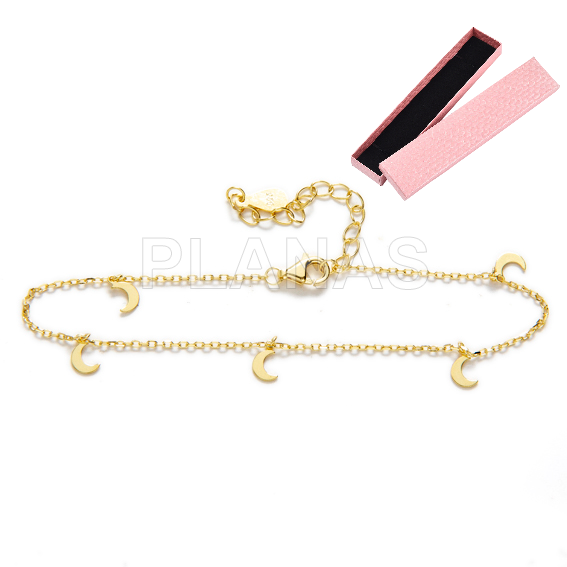 Pulseira banhada a ouro e prata de lei. luas.