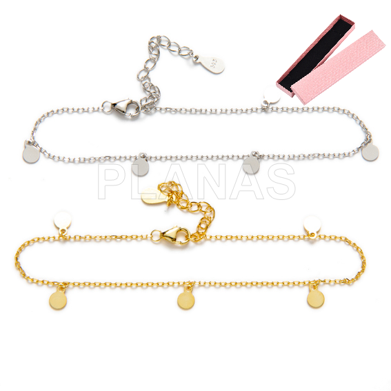 Pulseira de prata esterlina. círculos.