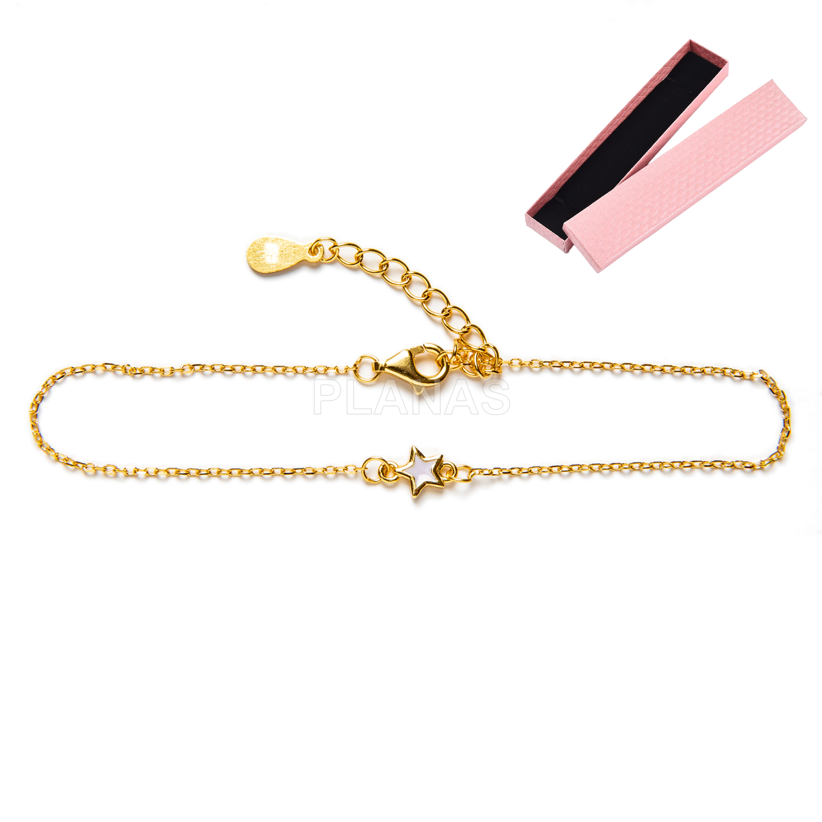 Pulseira de prata esterlina e banhada a ouro com esmalte. estrela.