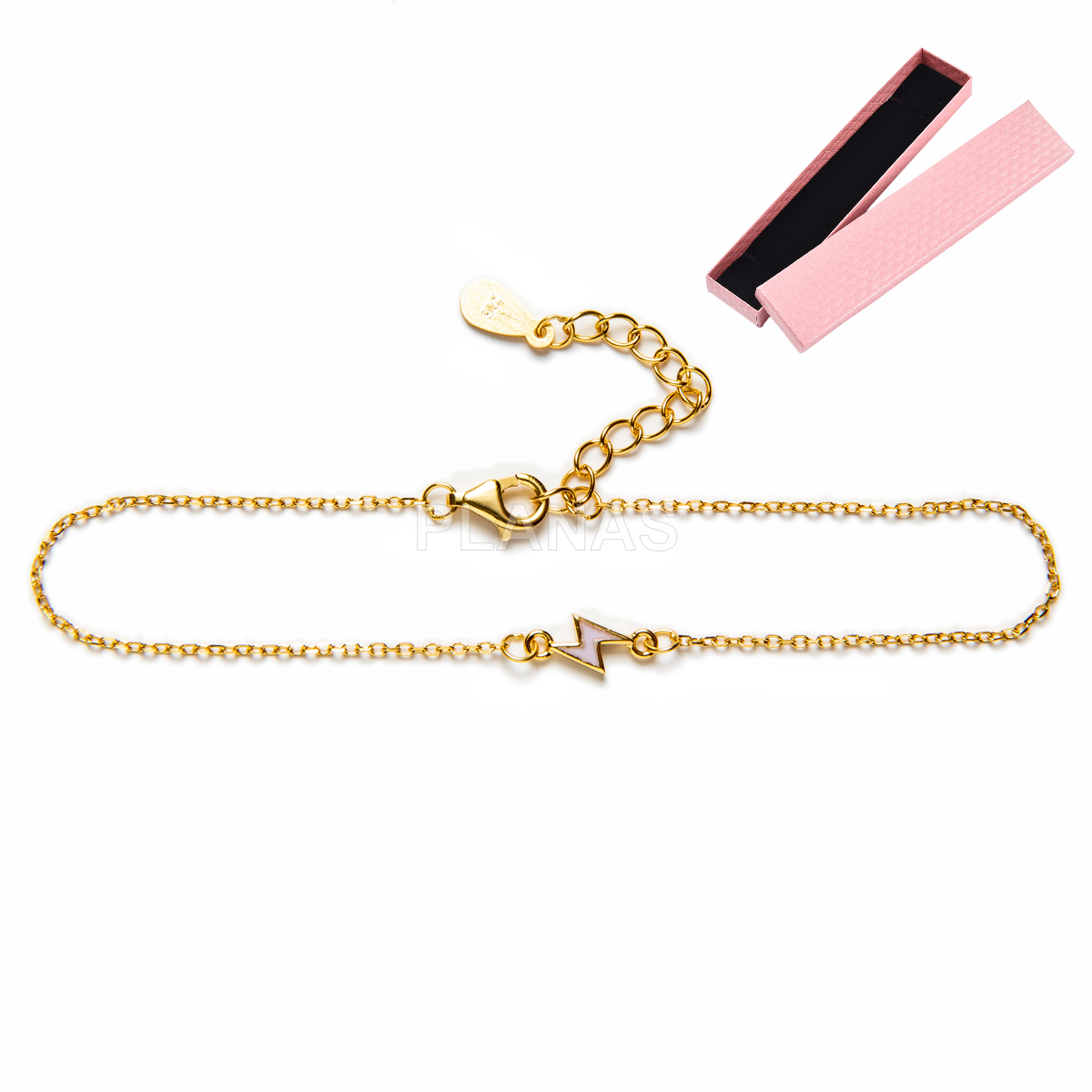 Pulseira de prata esterlina e banhada a ouro com esmalte. raio.
