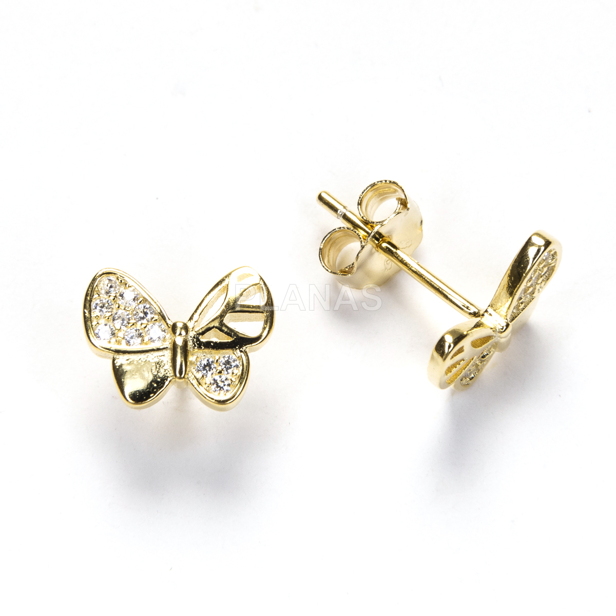 Pendientes en plata de ley y Circonitas Blancas. MARIPOSA.
