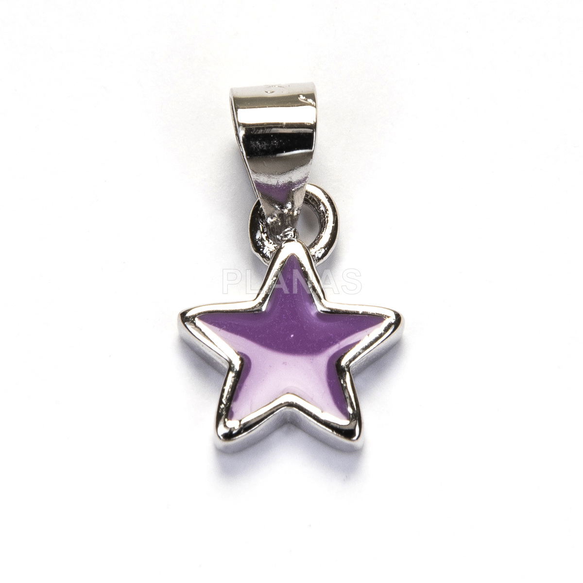 Colgante en Plata de ley Rodiado y esmalte. ESTRELLA.
