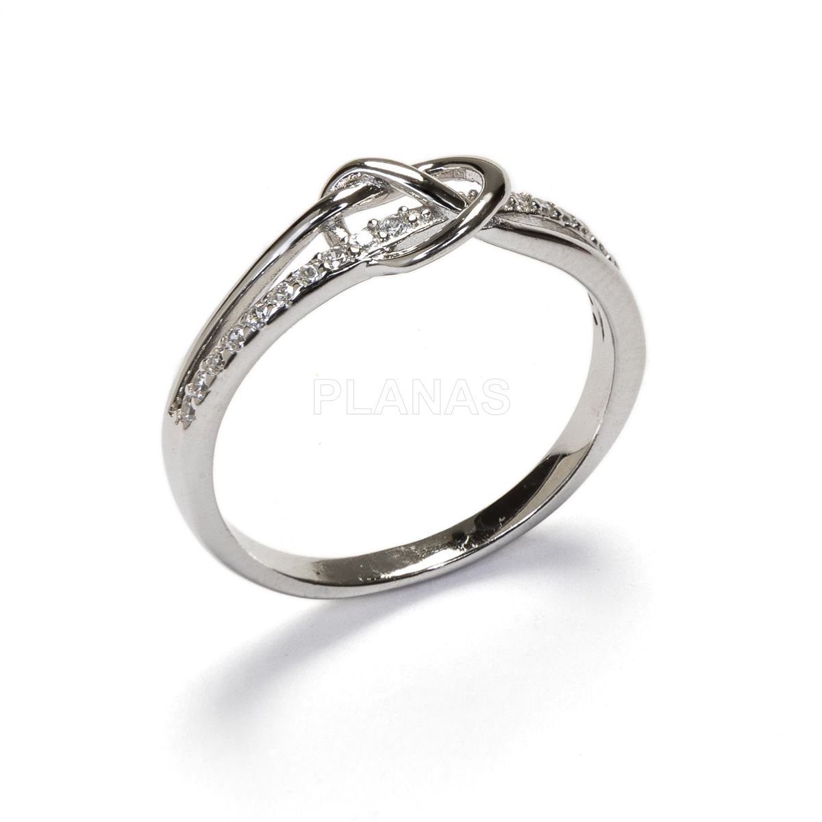 Anillo en Plata de Ley Rodiada y Circonitas. CORAZÓN.