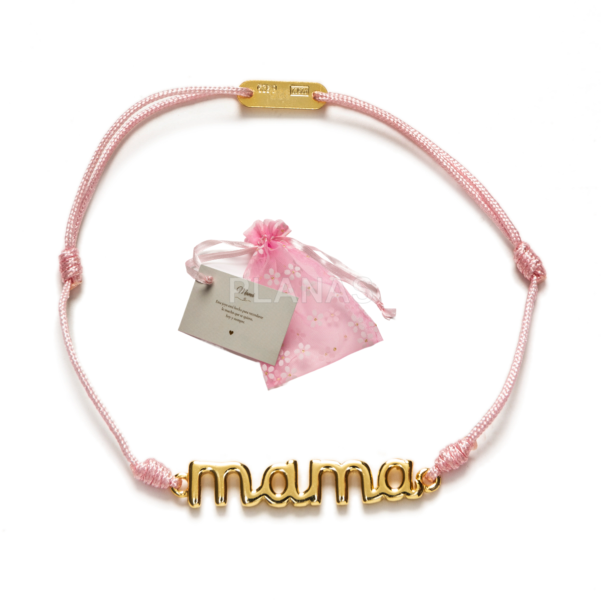Pulsera macramé en Plata de ley y cordón en Rosa.MAMA.
