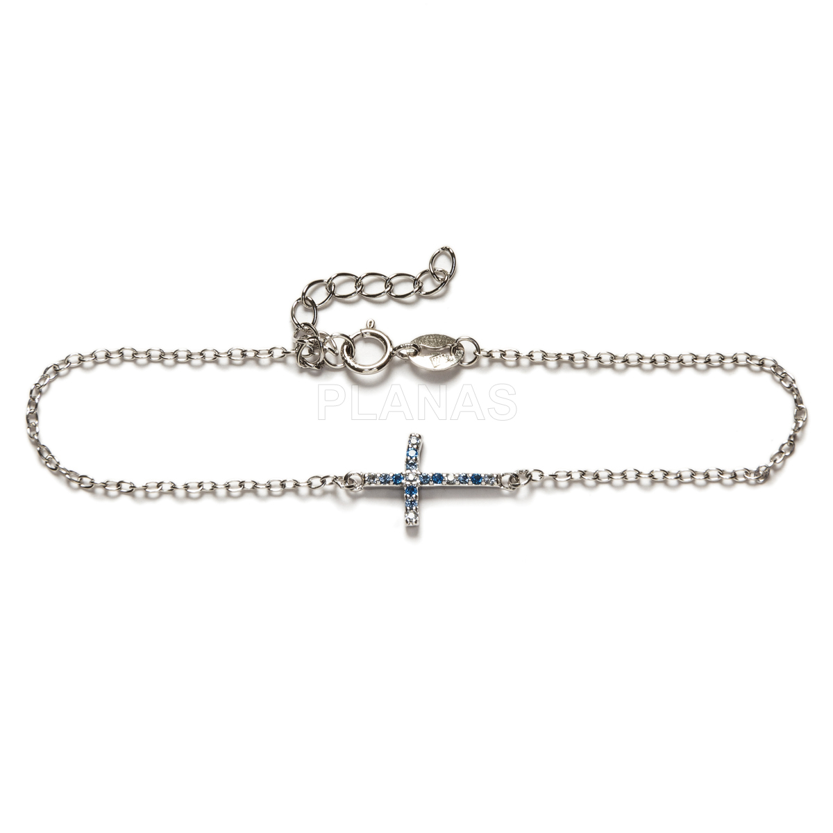 Pulsera en Plata de ley con Circonitas. CRUZ.