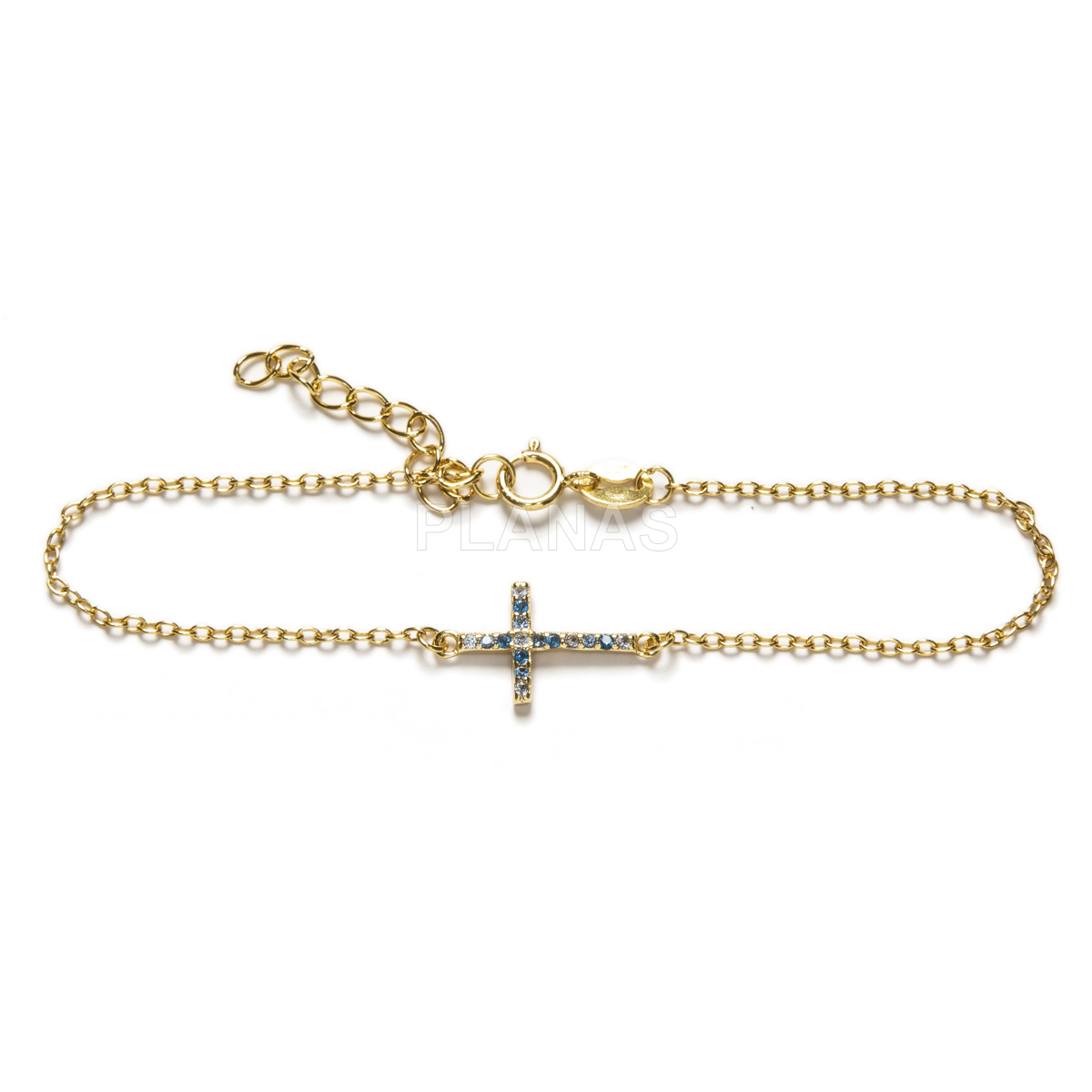 Pulsera en Plata de ley con Circonitas. CRUZ.