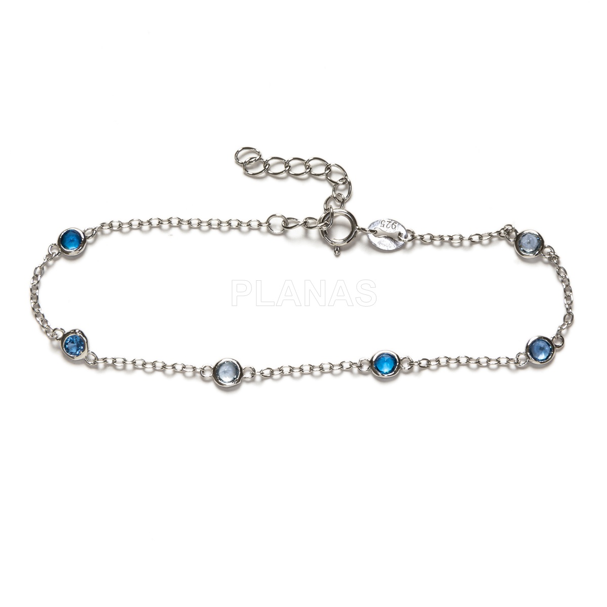 Pulsera en Plata de ley con Circonitas Azules.  