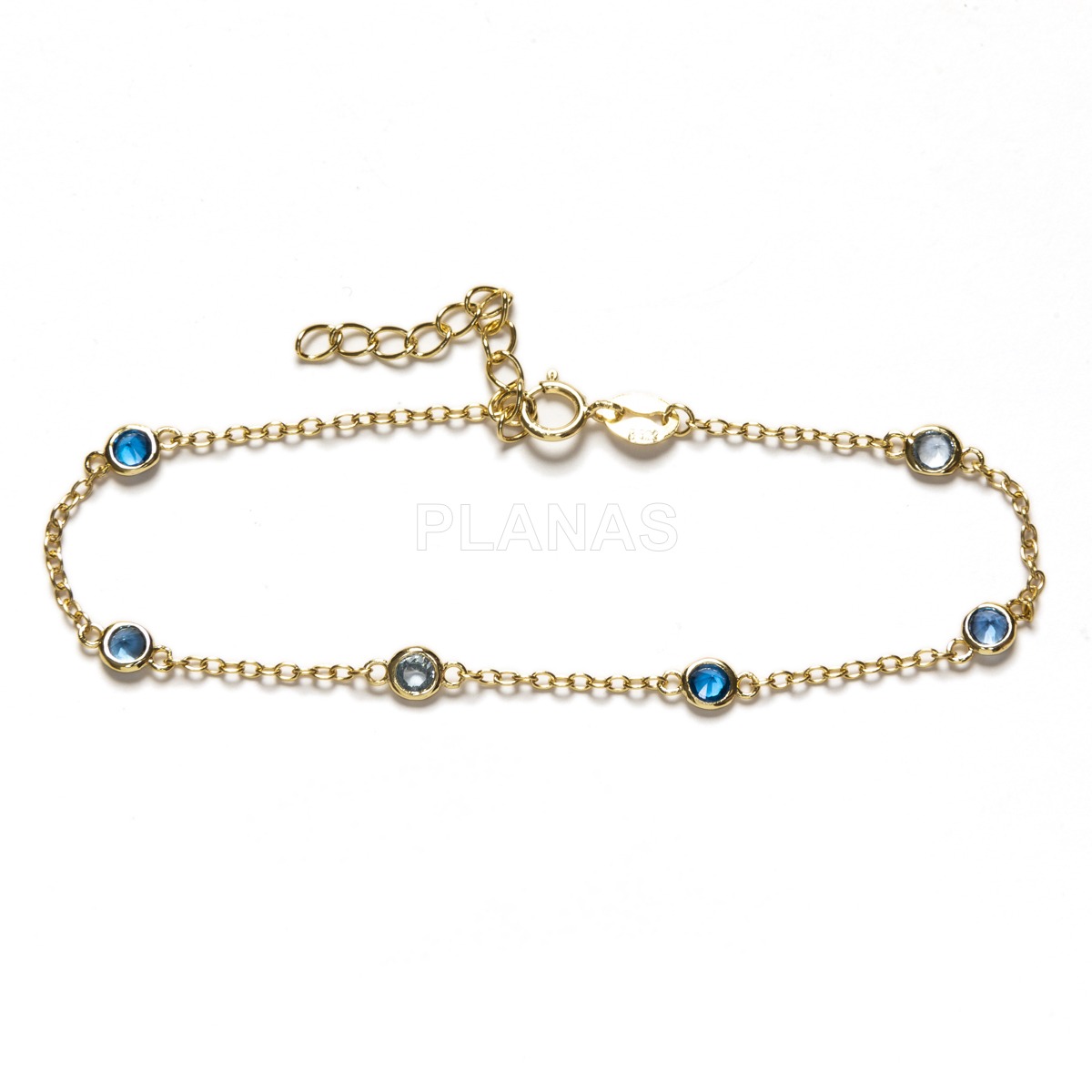 Pulsera en Plata de ley con Circonitas Azules.  
