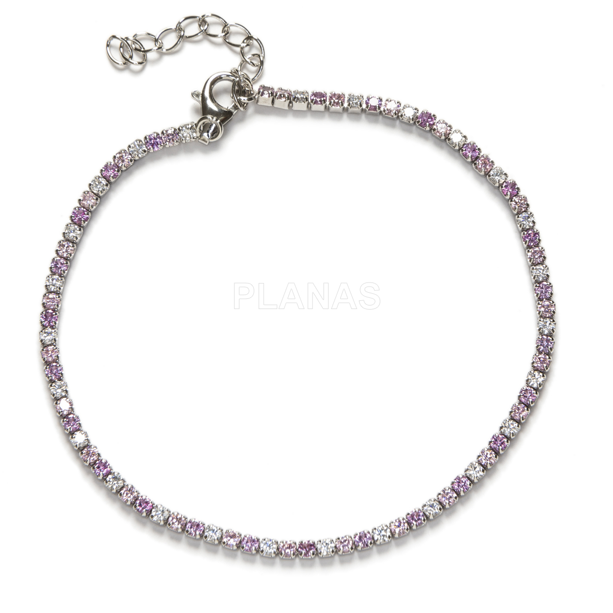 Pulseira em prata de lei e zircônias banhadas a ródio. riviere.