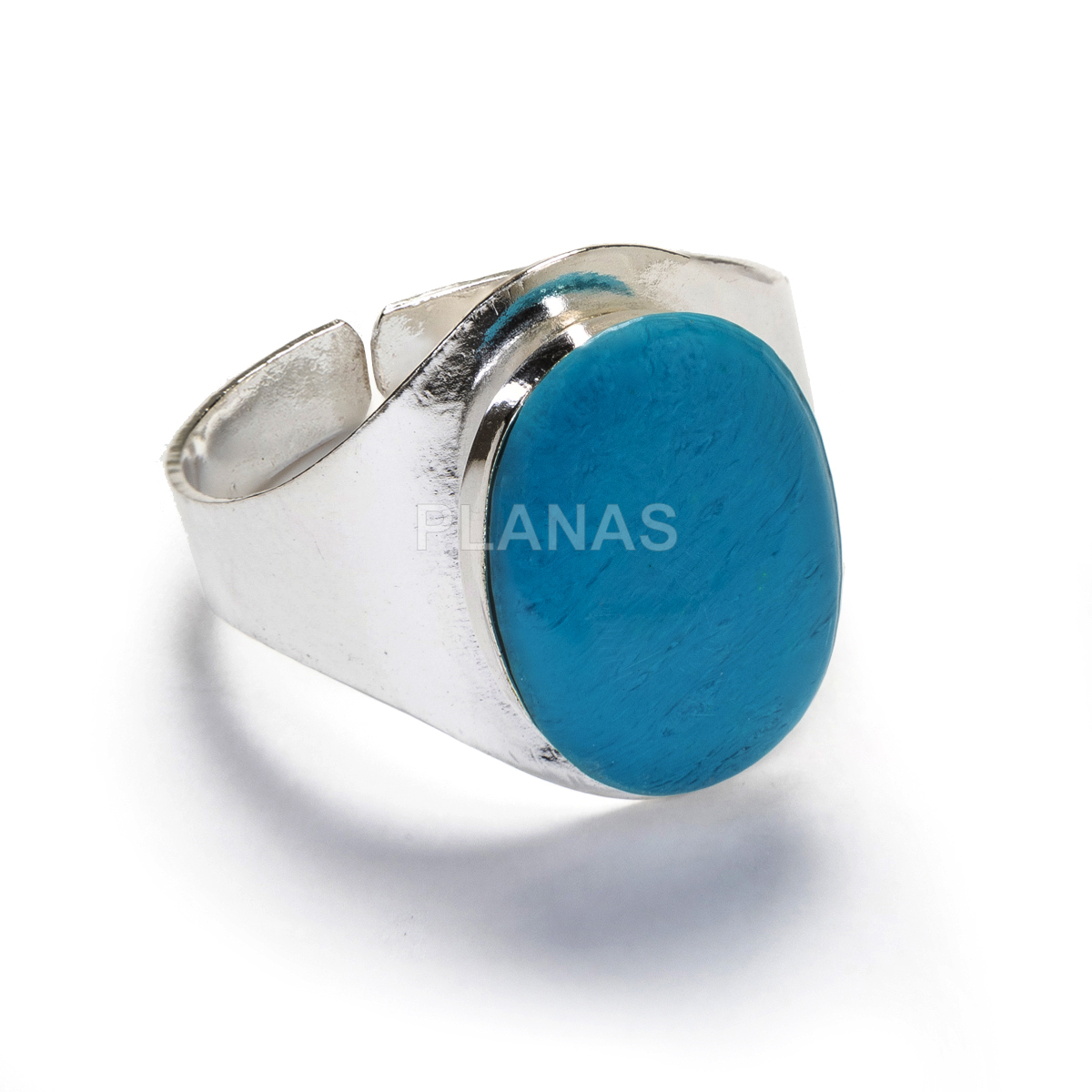 Anel em prata de lei e esmalte turquesa. 