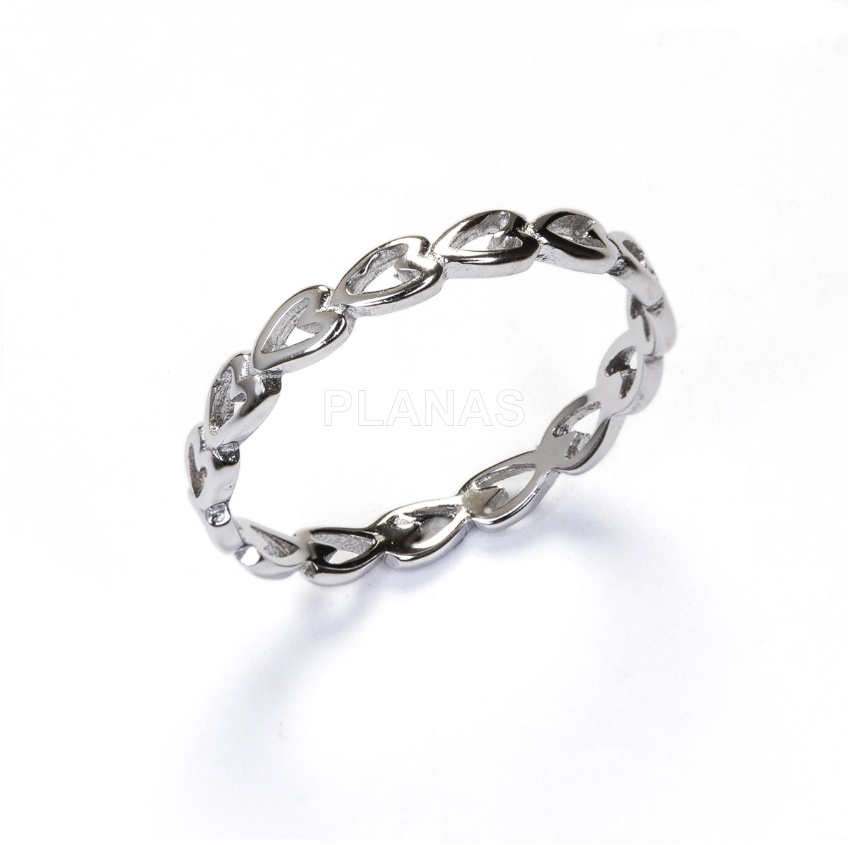 Anillo en Plata de Ley Rodiada. CORAZÓN.   