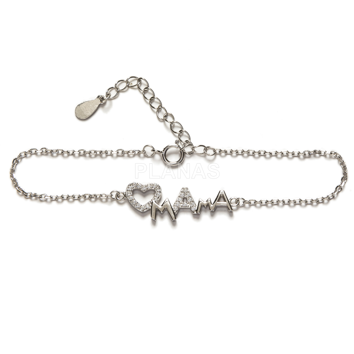 Pulseira em prata de lei banhada a ródio e zircônias. mom.  