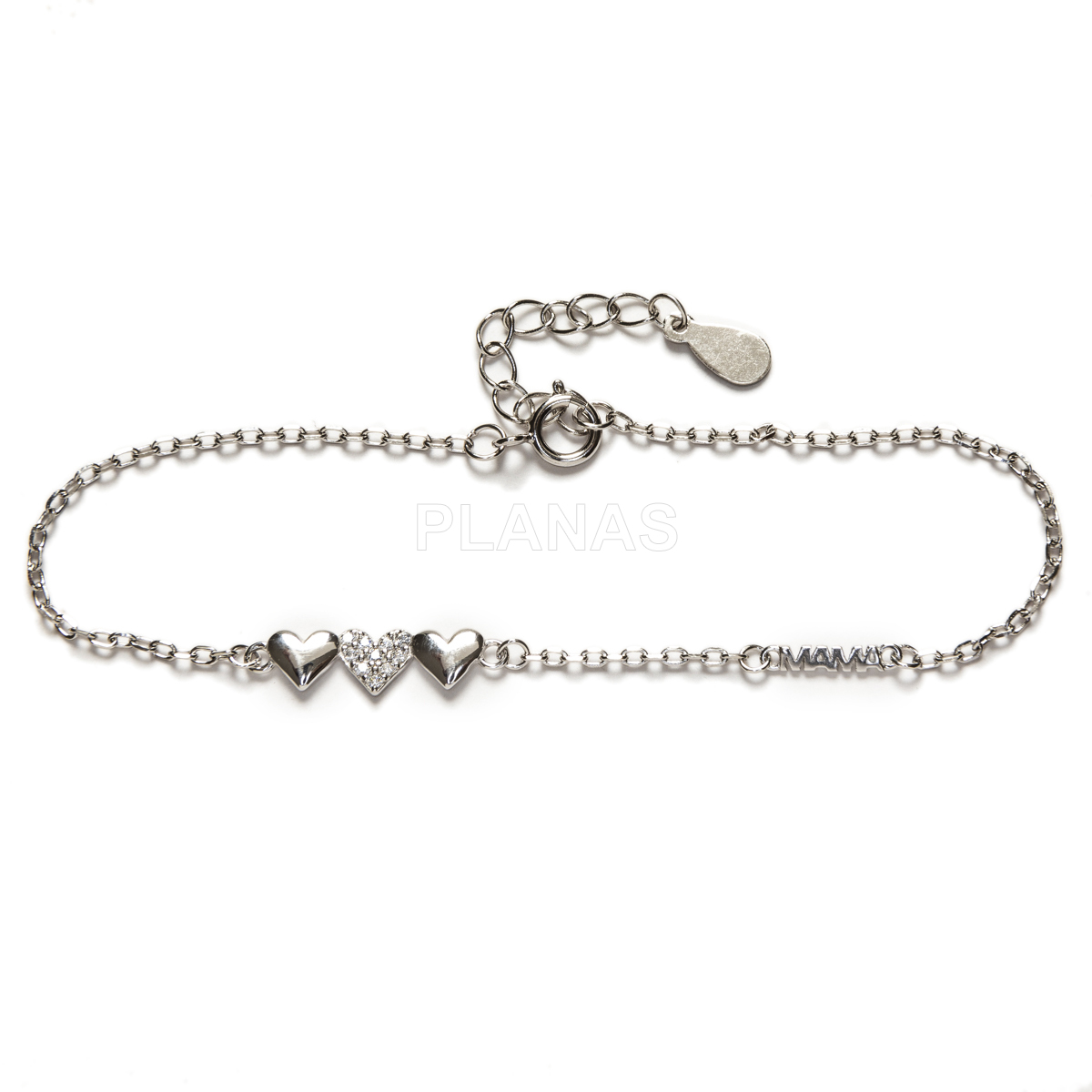 Pulseira em prata de lei banhada a ródio e zircônias. mom.  