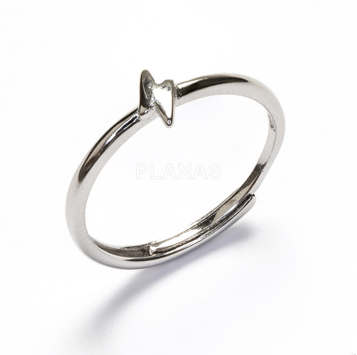 Anillo ajustable en Plata de ley rodiada. RAYO.