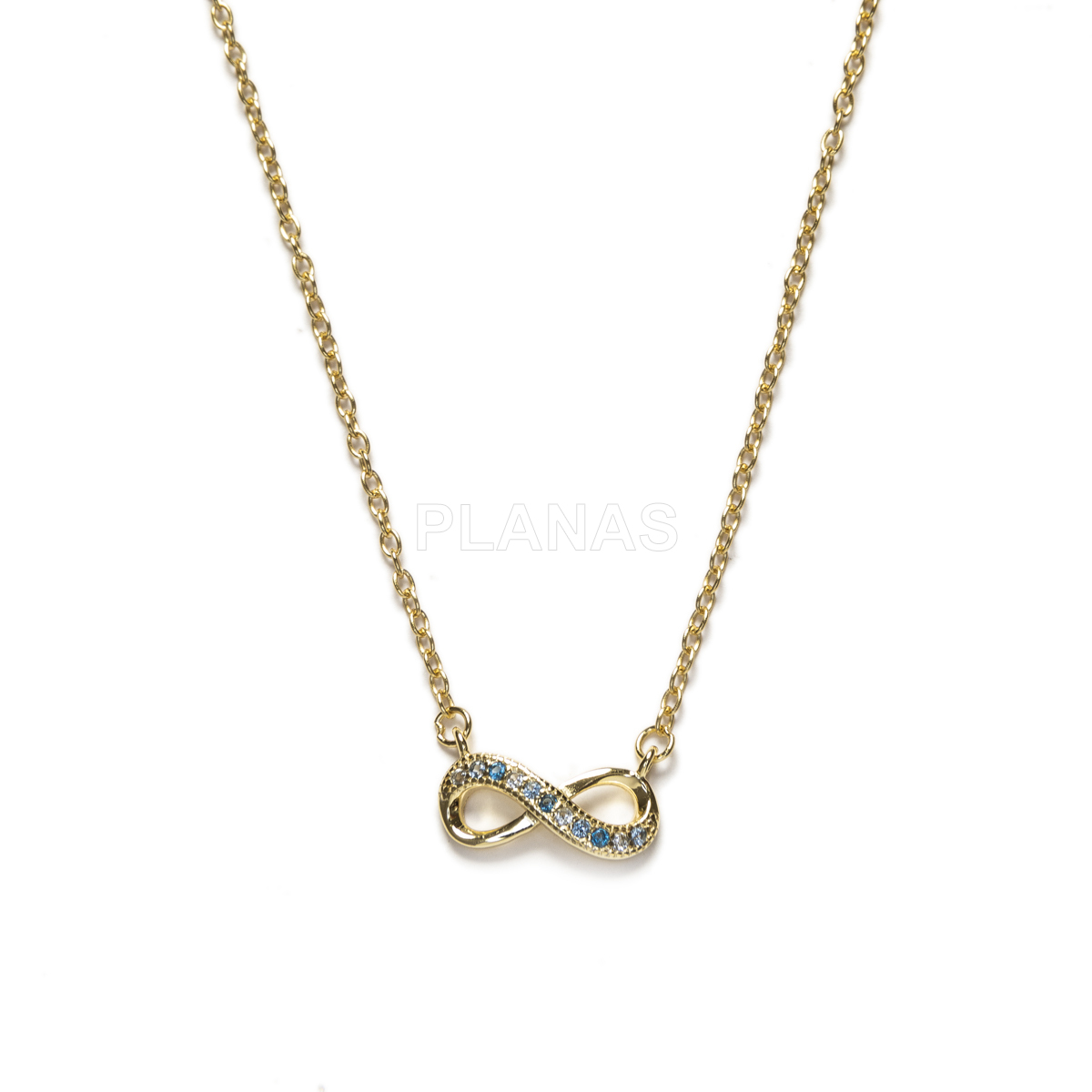 Colar em prata de lei e zircônia azul. infinito. 