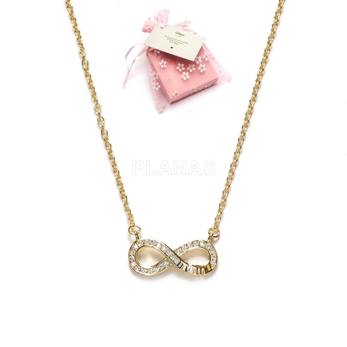 Collar en Plata de ley y Circonitas Blancas. INFINITO MAMA. 