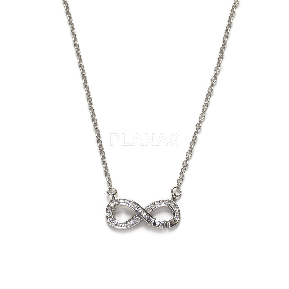 Collar en Plata de ley y Circonitas Blancas. INFINITO. 