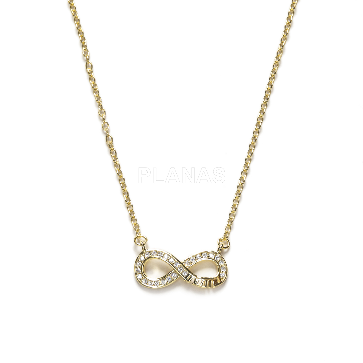 Collar en Plata de ley y Circonitas Blancas. INFINITO. 