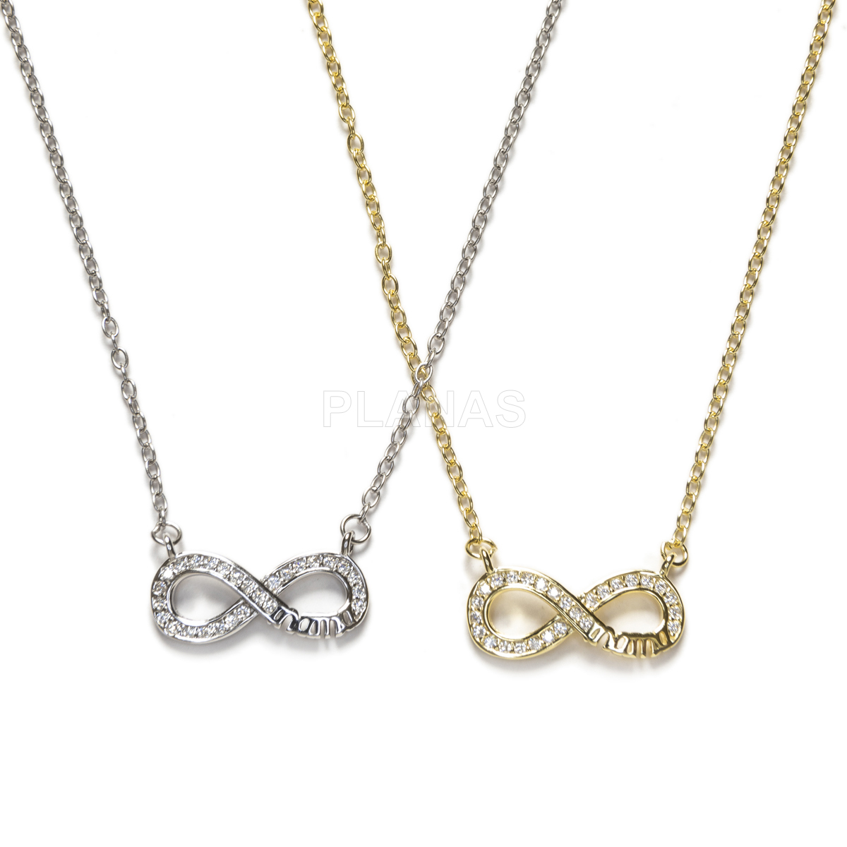 Collar en Plata de ley y Circonitas Blancas. INFINITO. 