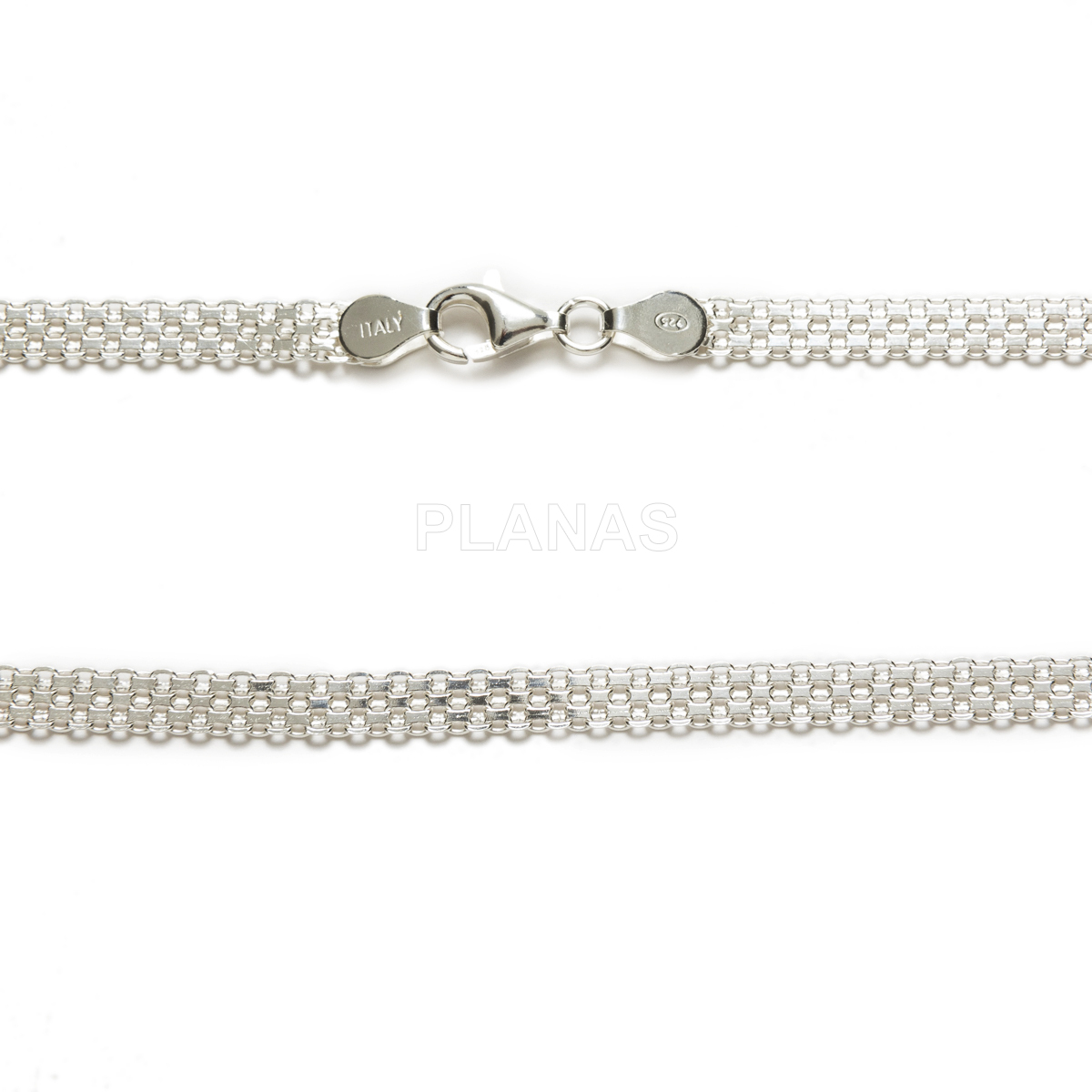 Cadena Bismark en Plata de ley. Cordón Plano. 40cm.