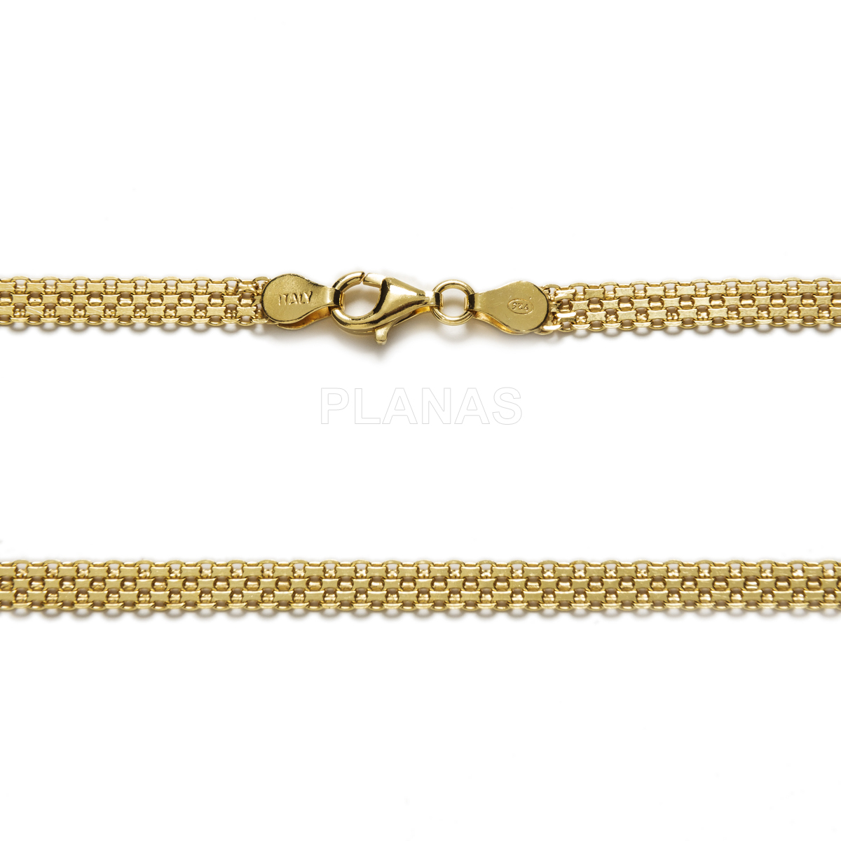Cadena Bismark en Plata de ley. Cordón Plano. 40cm.