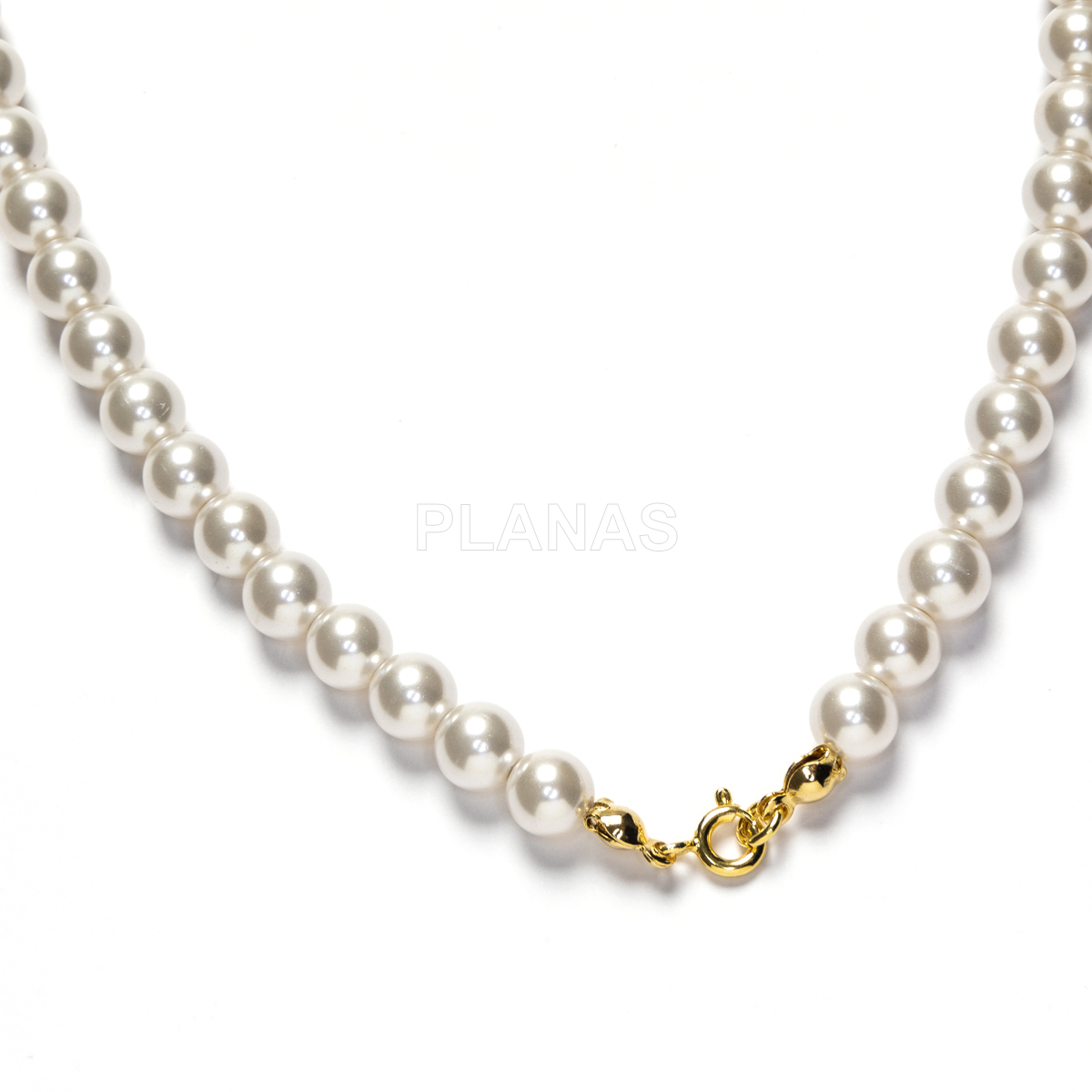 Collar en Plata de ley y perlas de gran calidad de 6mm.(Componente Cristal Austríaco de alta calidad).