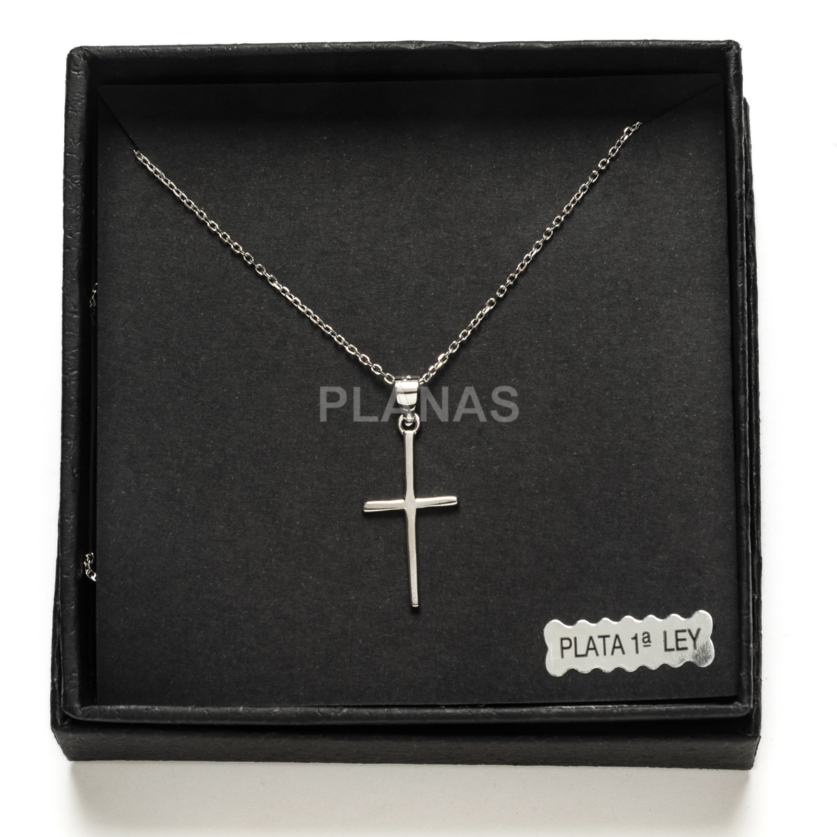 Collar en Plata de ley Rodiada. CRUZ.