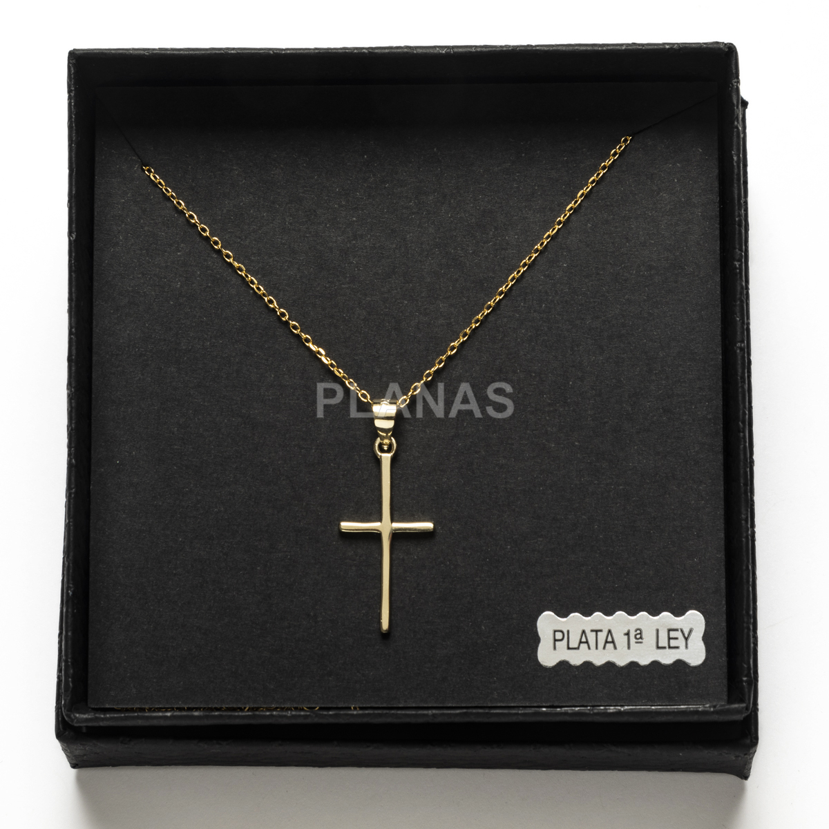 Colar em prata de lei com banho de ouro. cruz.