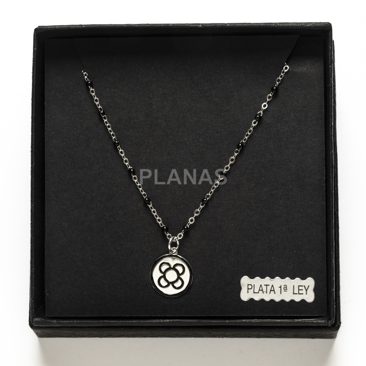 Collar en Plata de ley Rodiada con bolitas esmaltadas. PANOT.