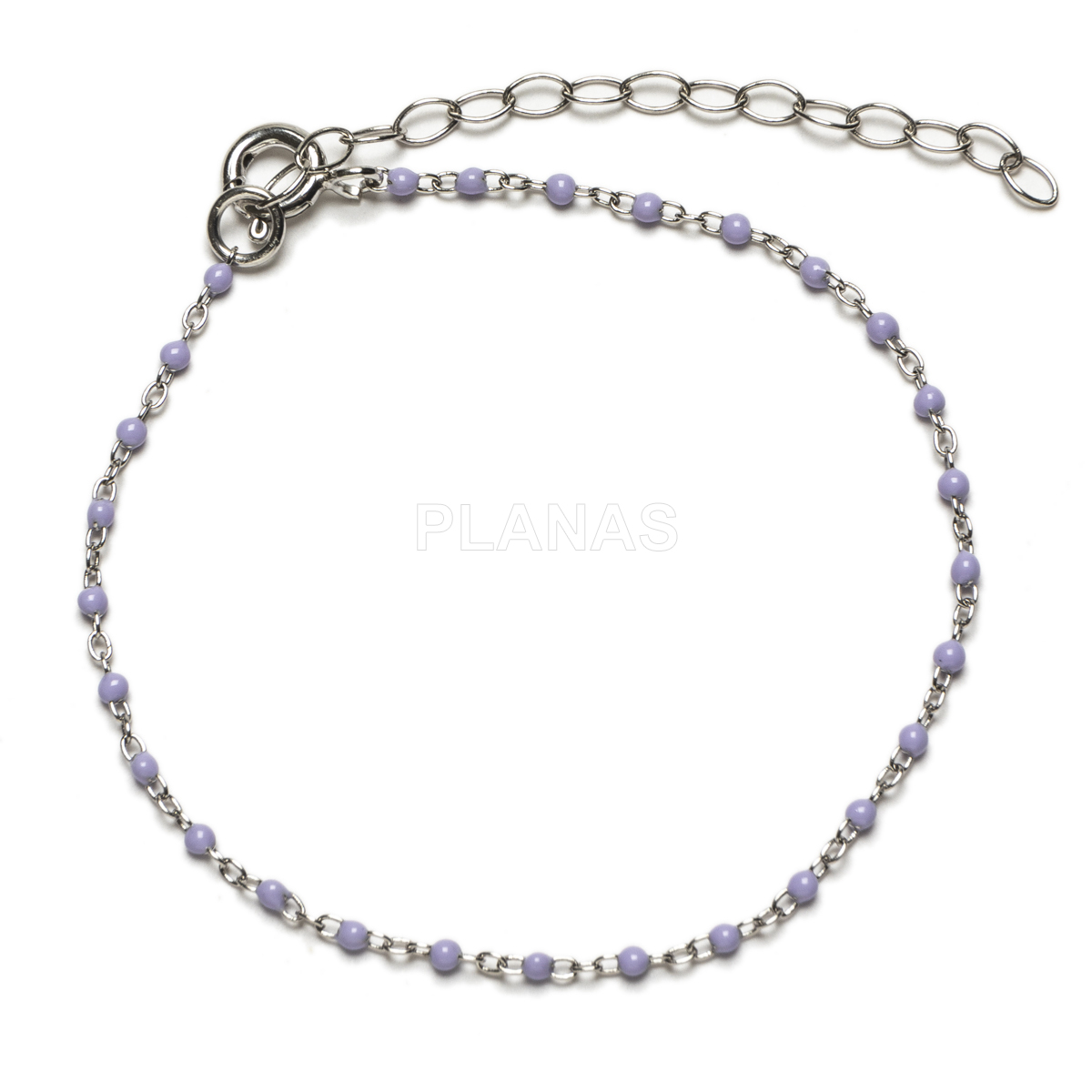 Pulseira em prata de lei com contas esmaltadas.  
