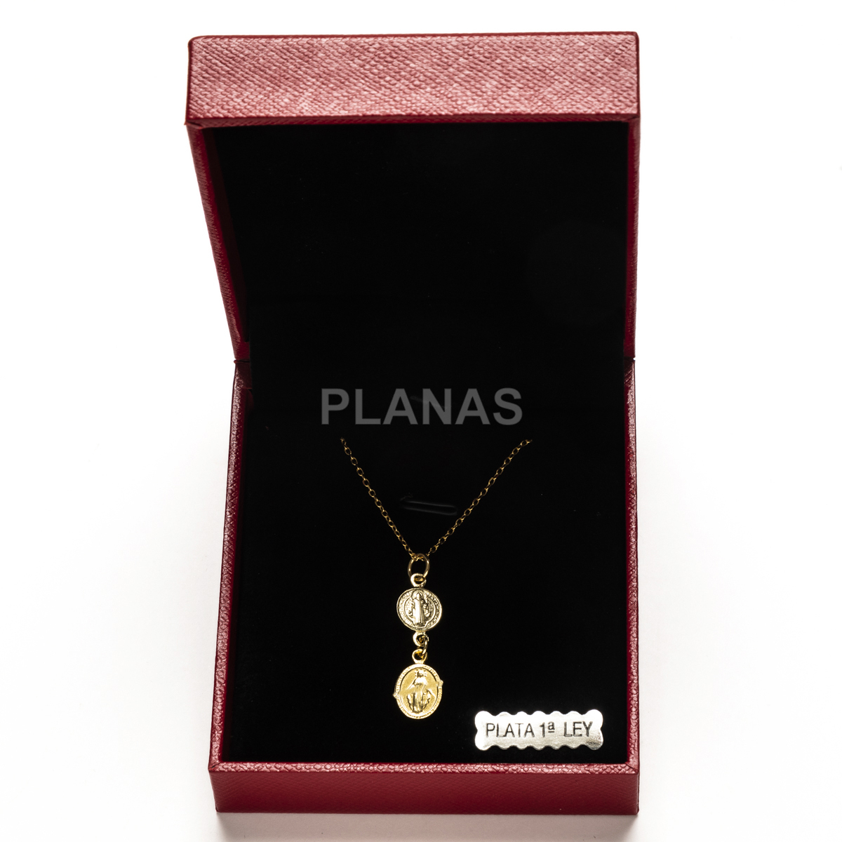 Colar em prata de lei e banhado a ouro, com a imagem de são bento e a medalha milagrosa. dupla proteção.