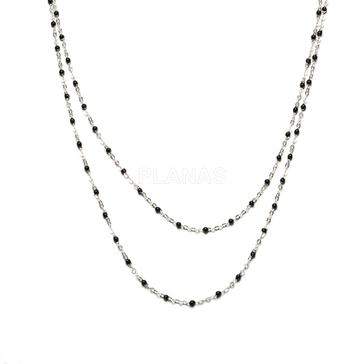 Collar en Plata de ley y bolitas esmaltadas.  