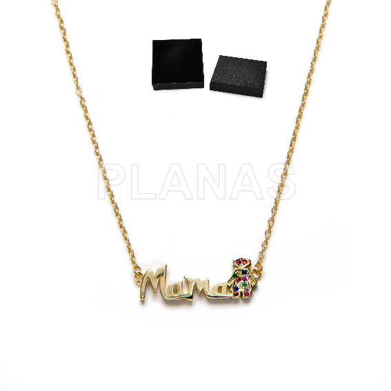 Colar para mãe em prata de lei e zircônias coloridas.