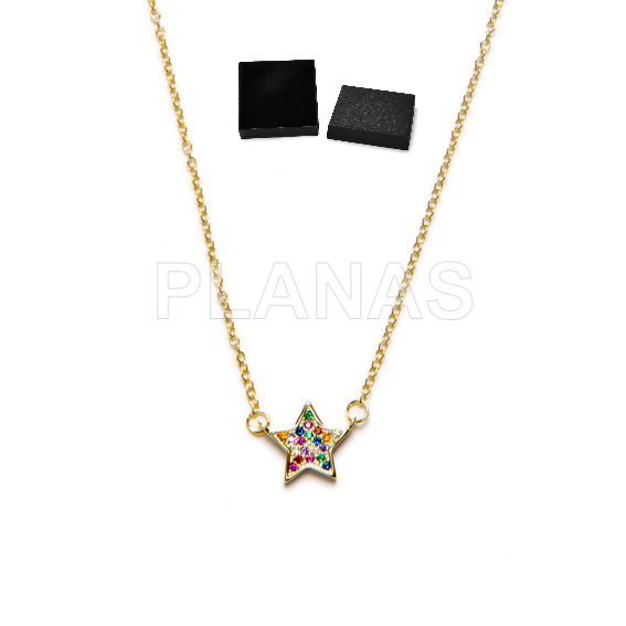 Pingente em prata de lei com zircônias cúbicas coloridas. estrela.