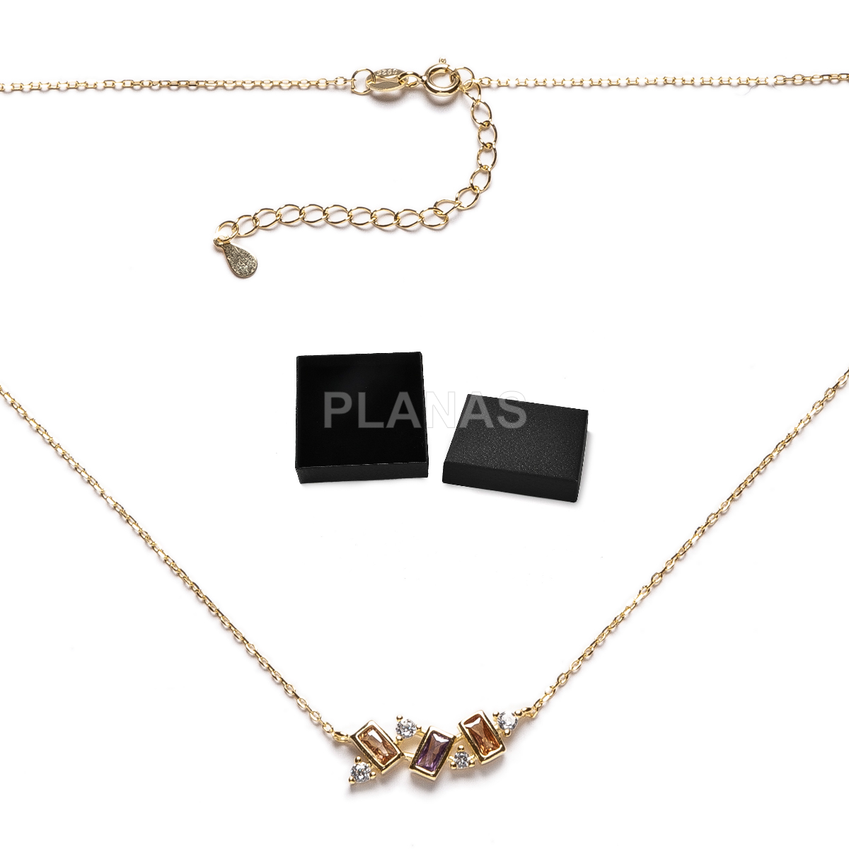 Collar en Plata de ley y Circonitas de Colores. 