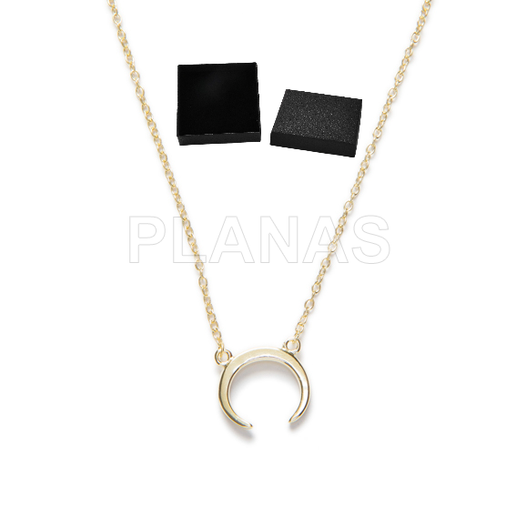 Colar em prata de lei e banhado a ouro. lua invertida.