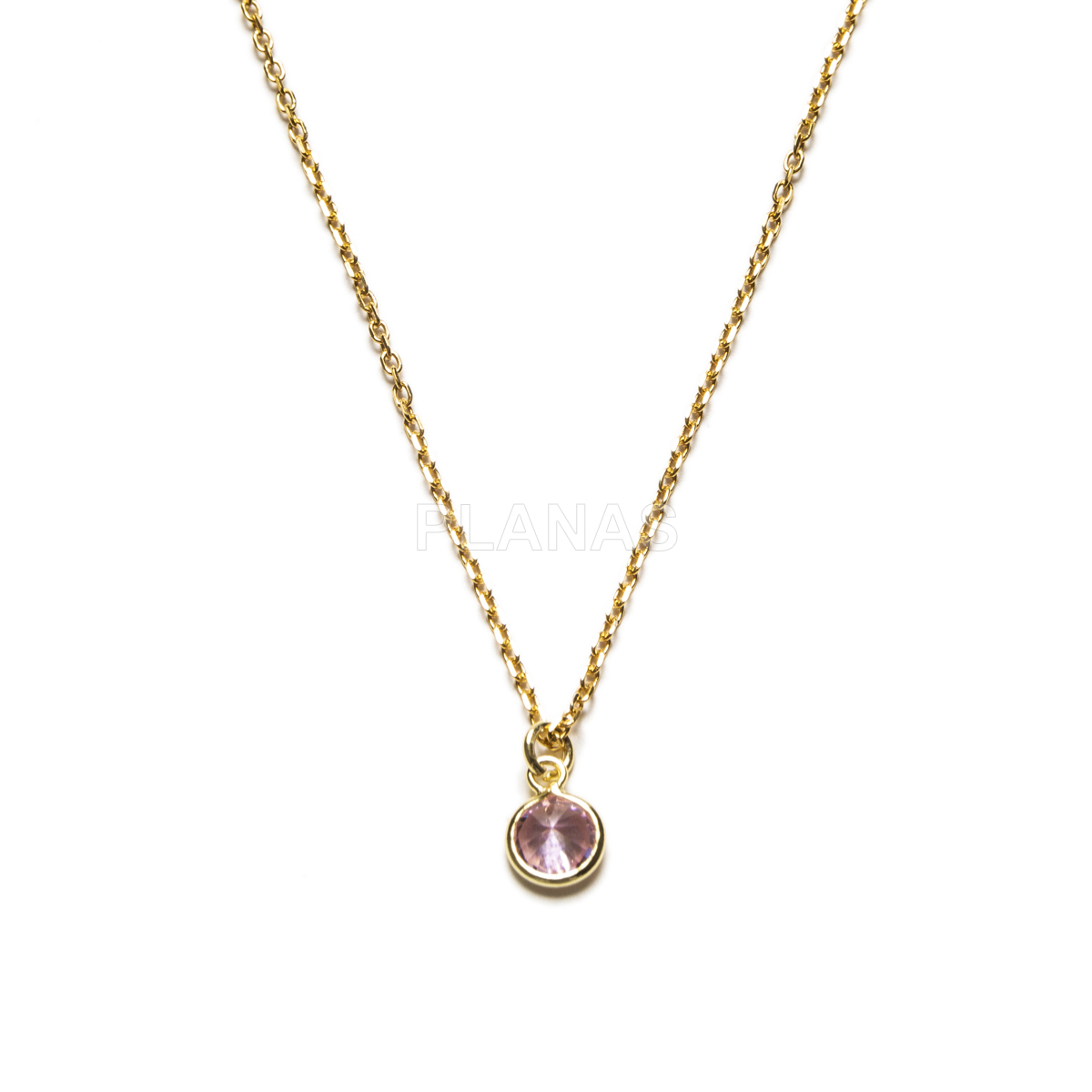 Collar Minimalista en Plata de ley y Baño Oro con Circonita.