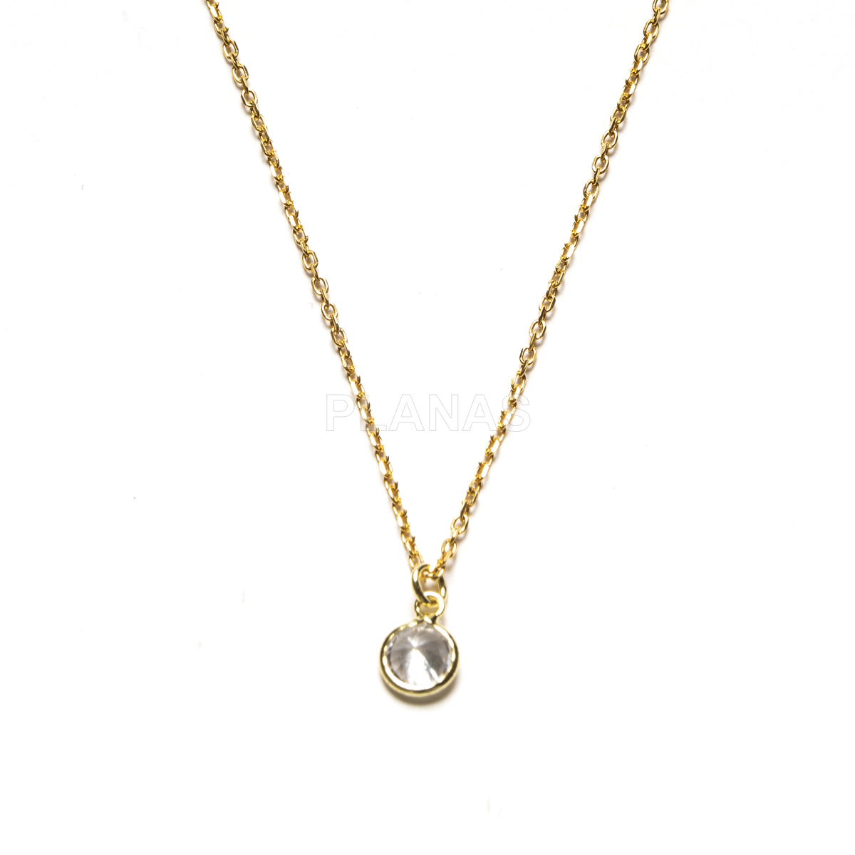 Collar Minimalista en Plata de ley y Baño Oro con Circonita.