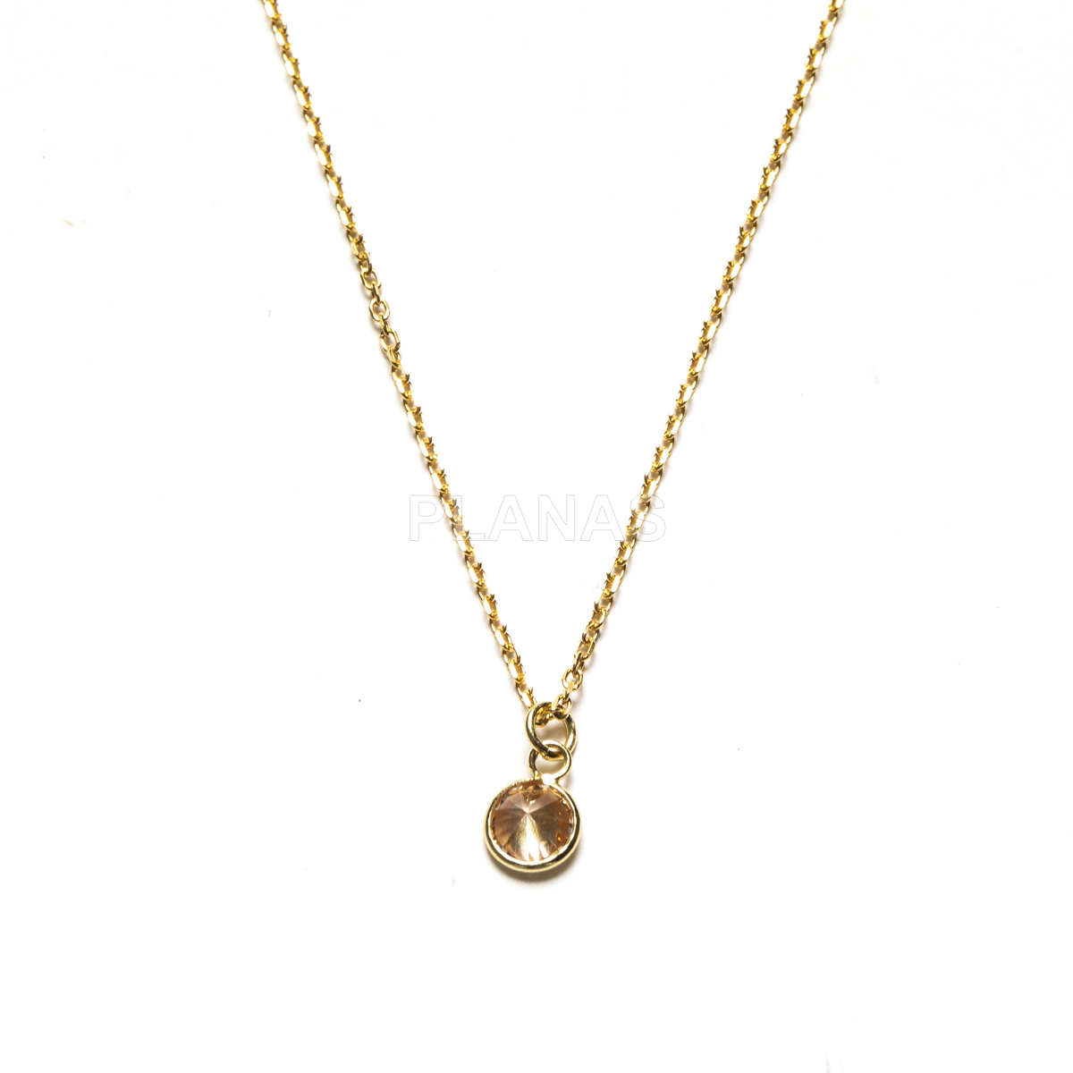 Collar Minimalista en Plata de ley y Baño Oro con Circonita.